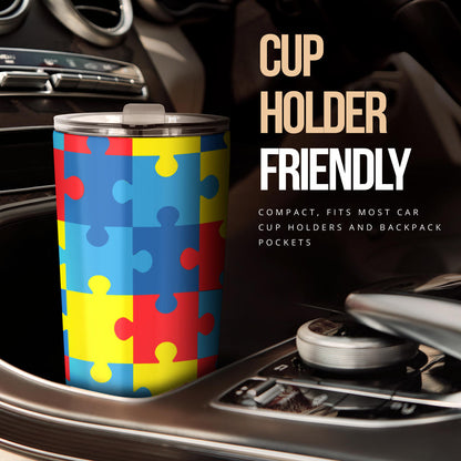 Autism Awareness Puzzles Design Print Tumbler