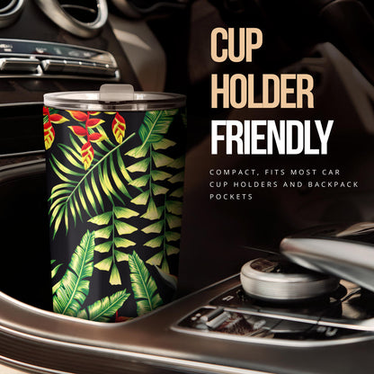 Hawaiian Flower Tropical Palm Leaves Tumbler