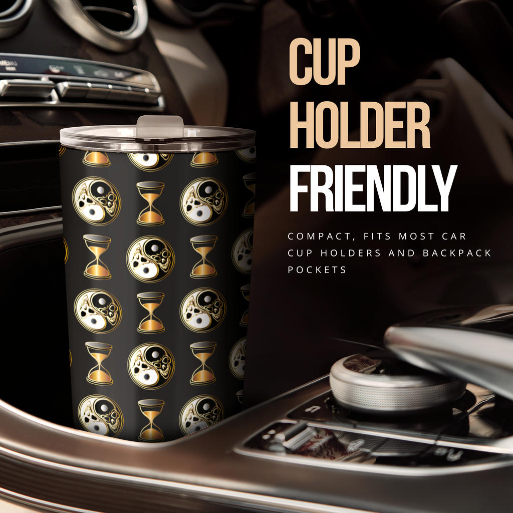 Yin Yang Skull Themed Design Print Tumbler