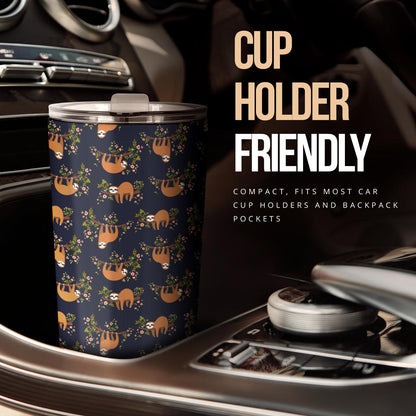 Sloth flower Design Themed Print Tumbler