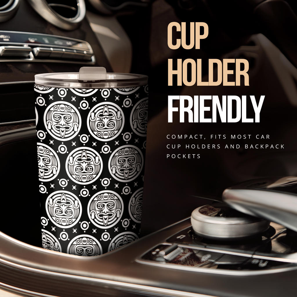 Calendar Aztec White Black Print Pattern Tumbler