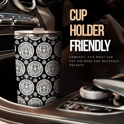 Calendar Aztec White Black Print Pattern Tumbler