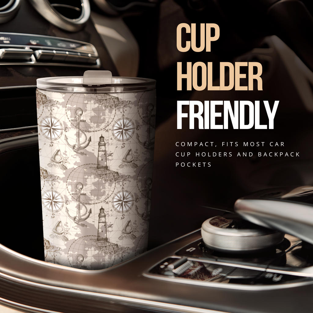 Nautical Map Design Themed Print Tumbler