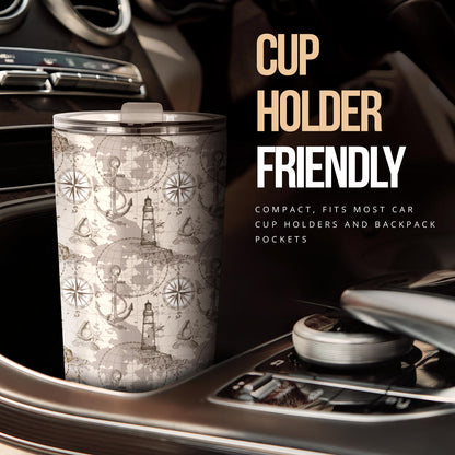 Nautical Map Design Themed Print Tumbler