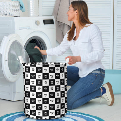 Checkered Flag Crown Pattern Laundry Basket