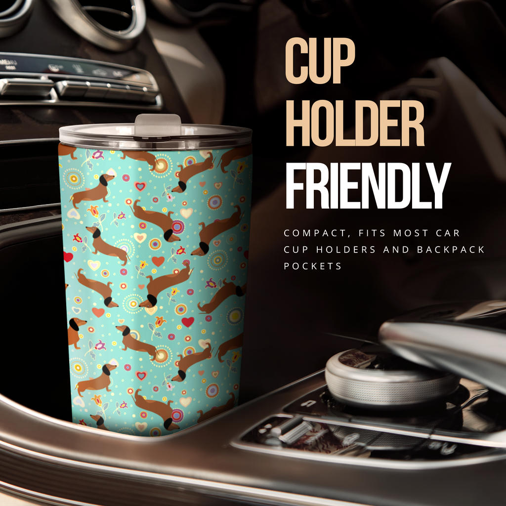 Dachshund with Floral Print Pattern Tumbler