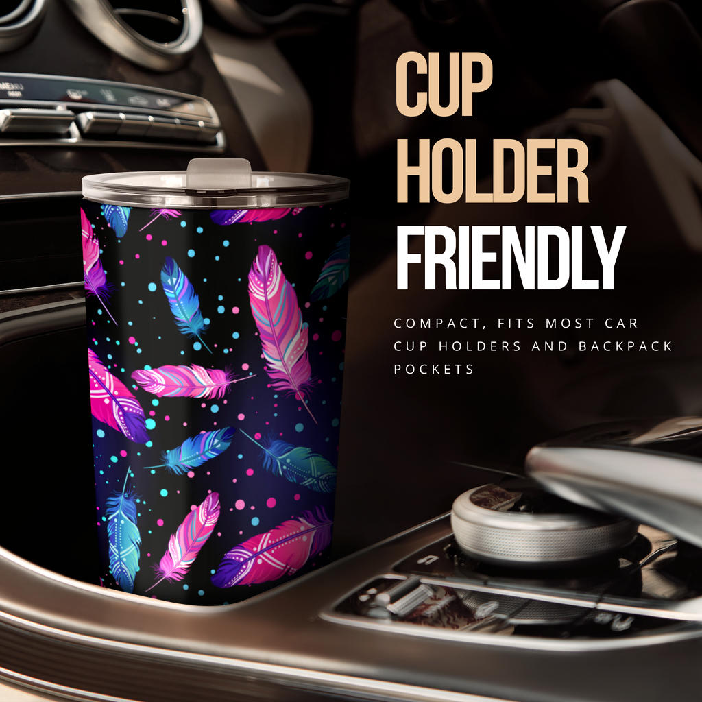 Feather Colorful Boho Design Print Tumbler