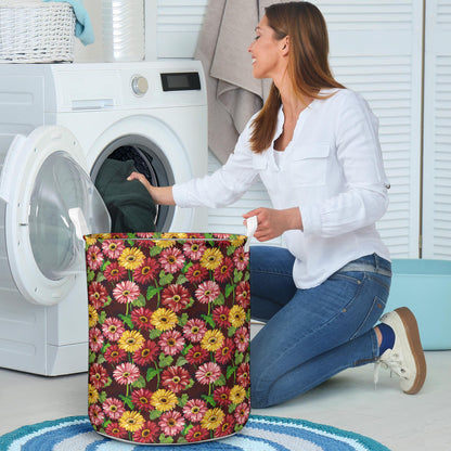Daisy Gerbera Print Pattern Laundry Basket