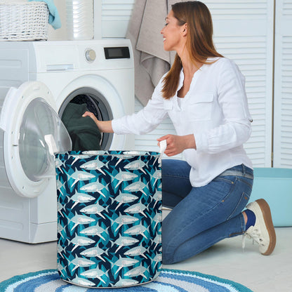 Shark Design Print Laundry Basket