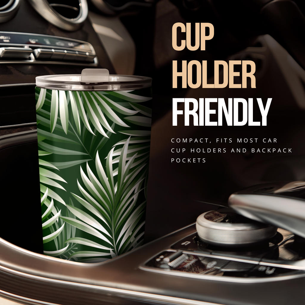 White Green Tropical Palm Leaves Tumbler