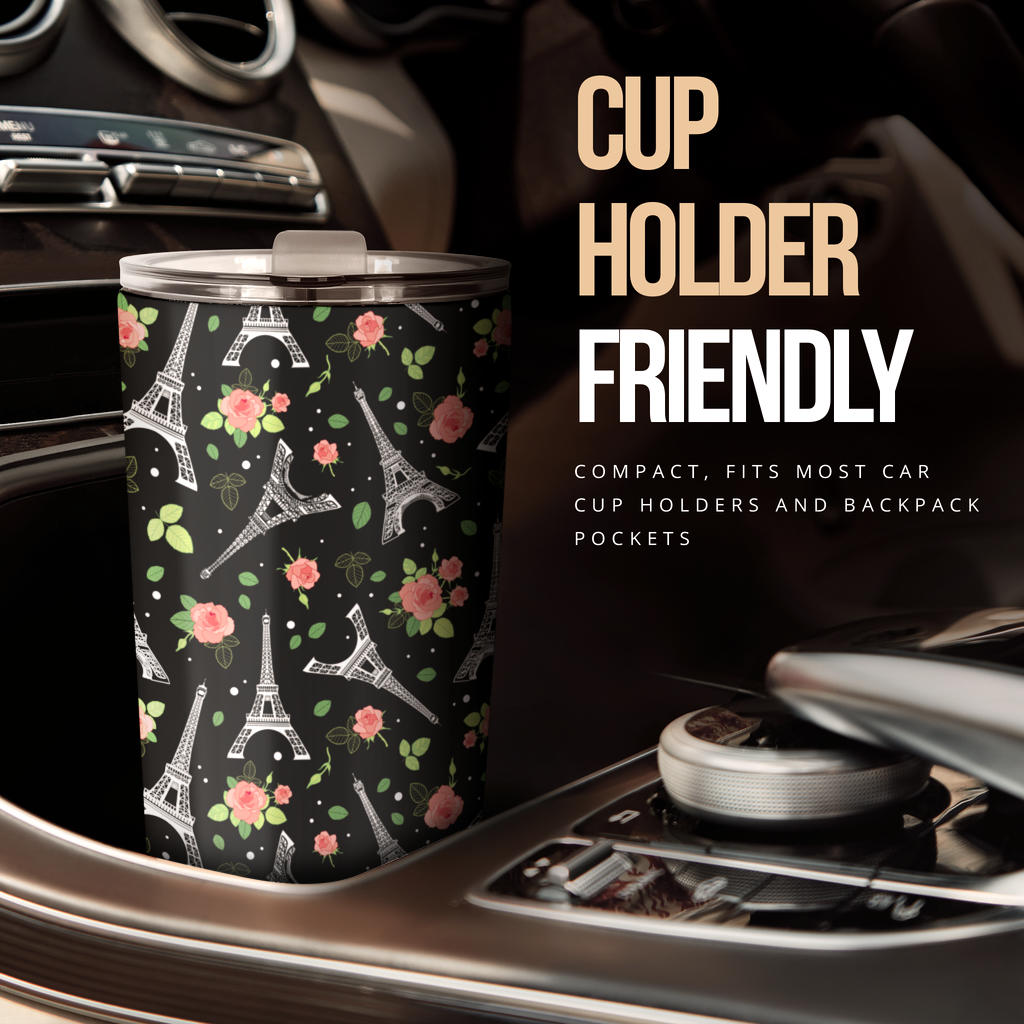 Eiffel Tower Rose Print Tumbler