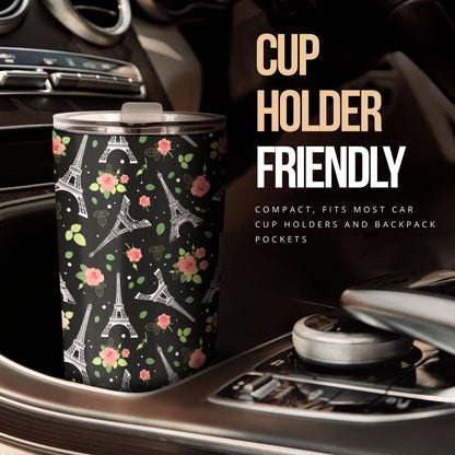 Eiffel Tower Rose Print Tumbler