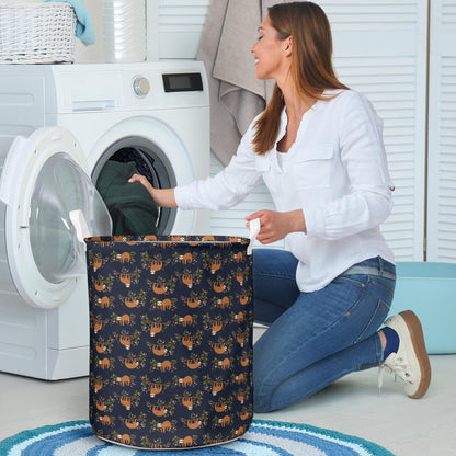 Sloth flower Design Themed Print Laundry Basket