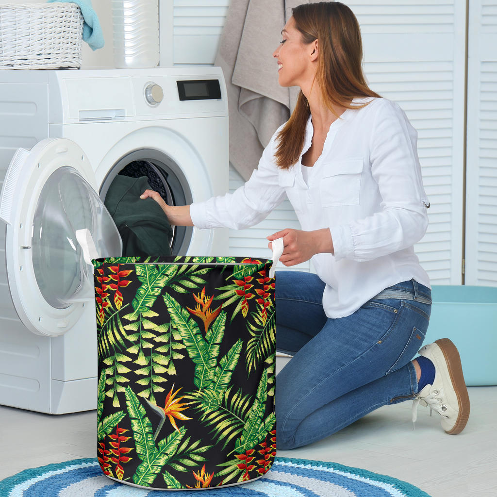 Hawaiian Flower Tropical Palm Leaves Laundry Basket