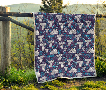 Koala Cute Themed Design Print Quilt Bedspread