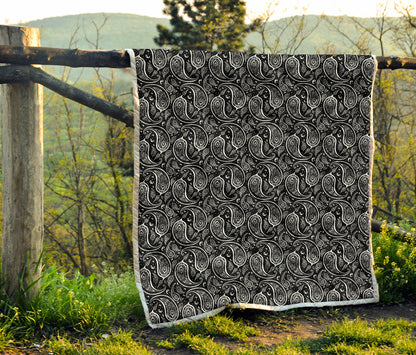 Paisley Black Design Print Quilt Bedspread