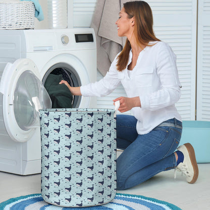 Whale Cute Design Themed Print Laundry Basket