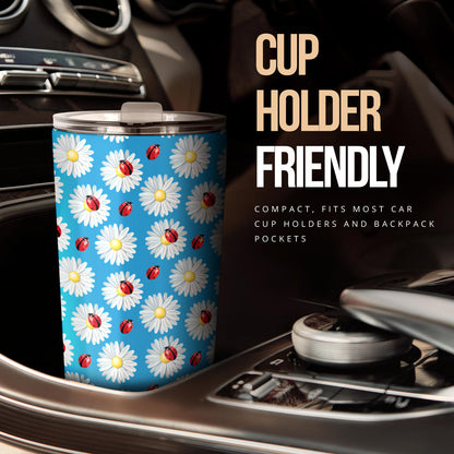 Ladybug with Daisy Themed Print Pattern Tumbler