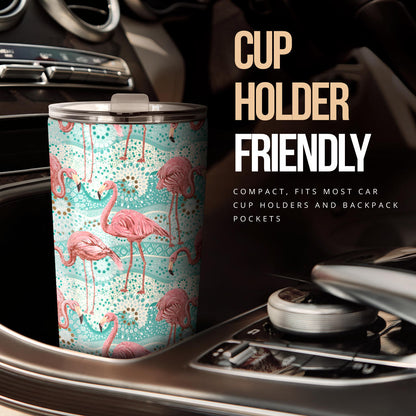 Flamingo Background Themed Print Tumbler