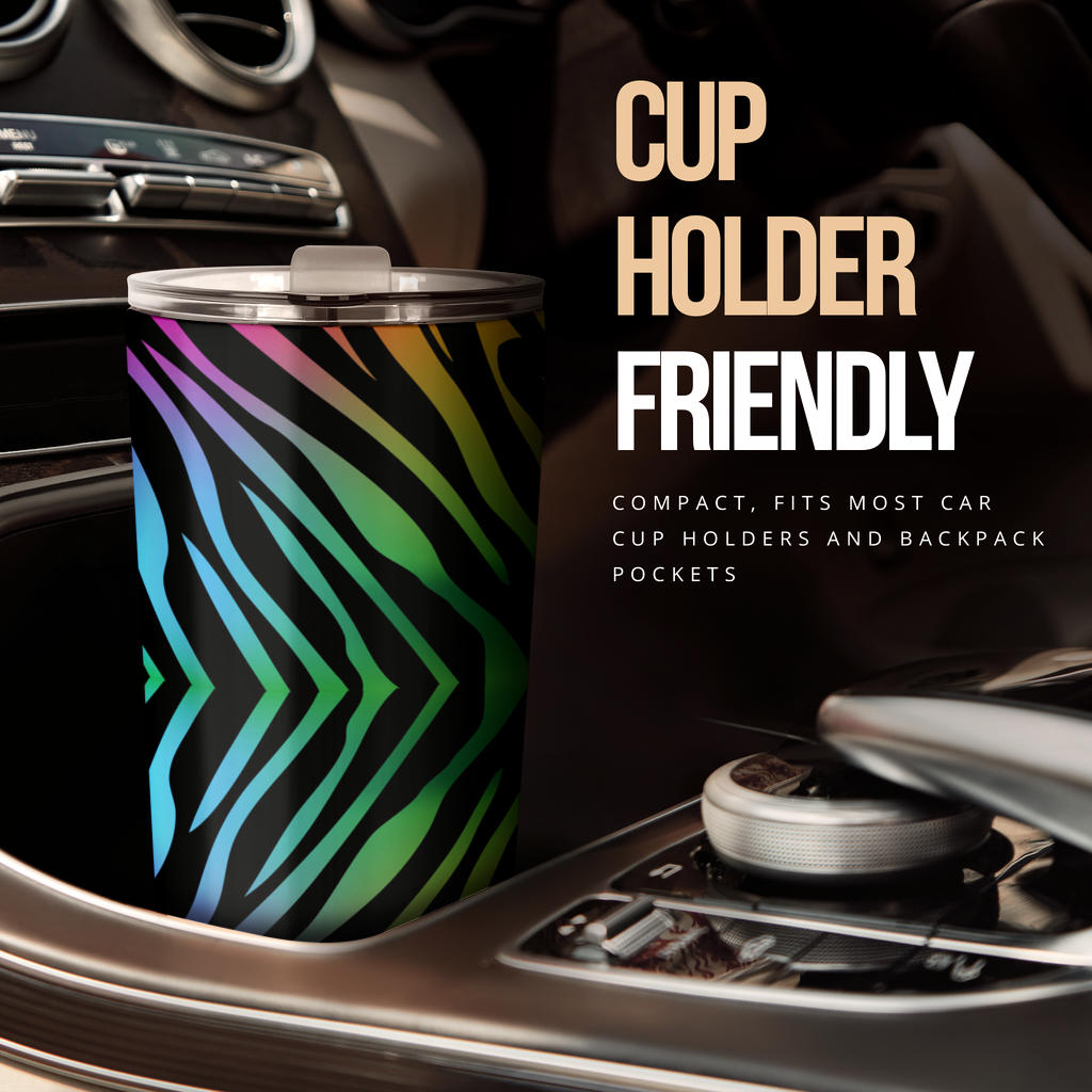 Rainbow Zebra Themed Print Tumbler