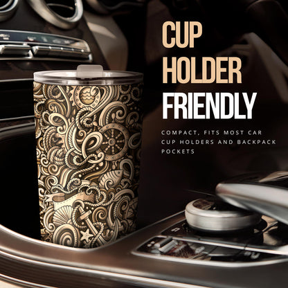 Nautical Tattoo Design Themed Print Tumbler