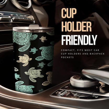 Sea Turtle Stamp Pattern Tumbler