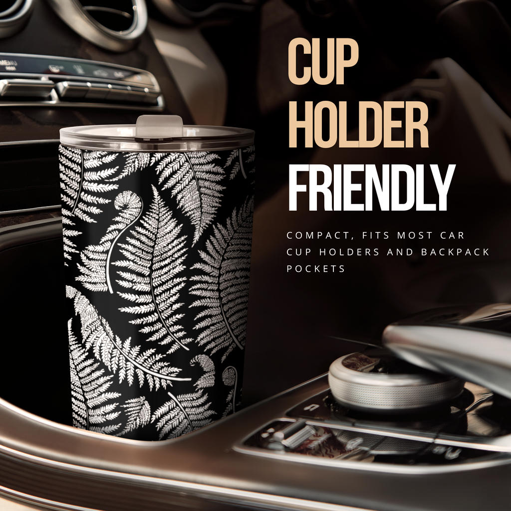 Fern Leave Black White Print Pattern Tumbler