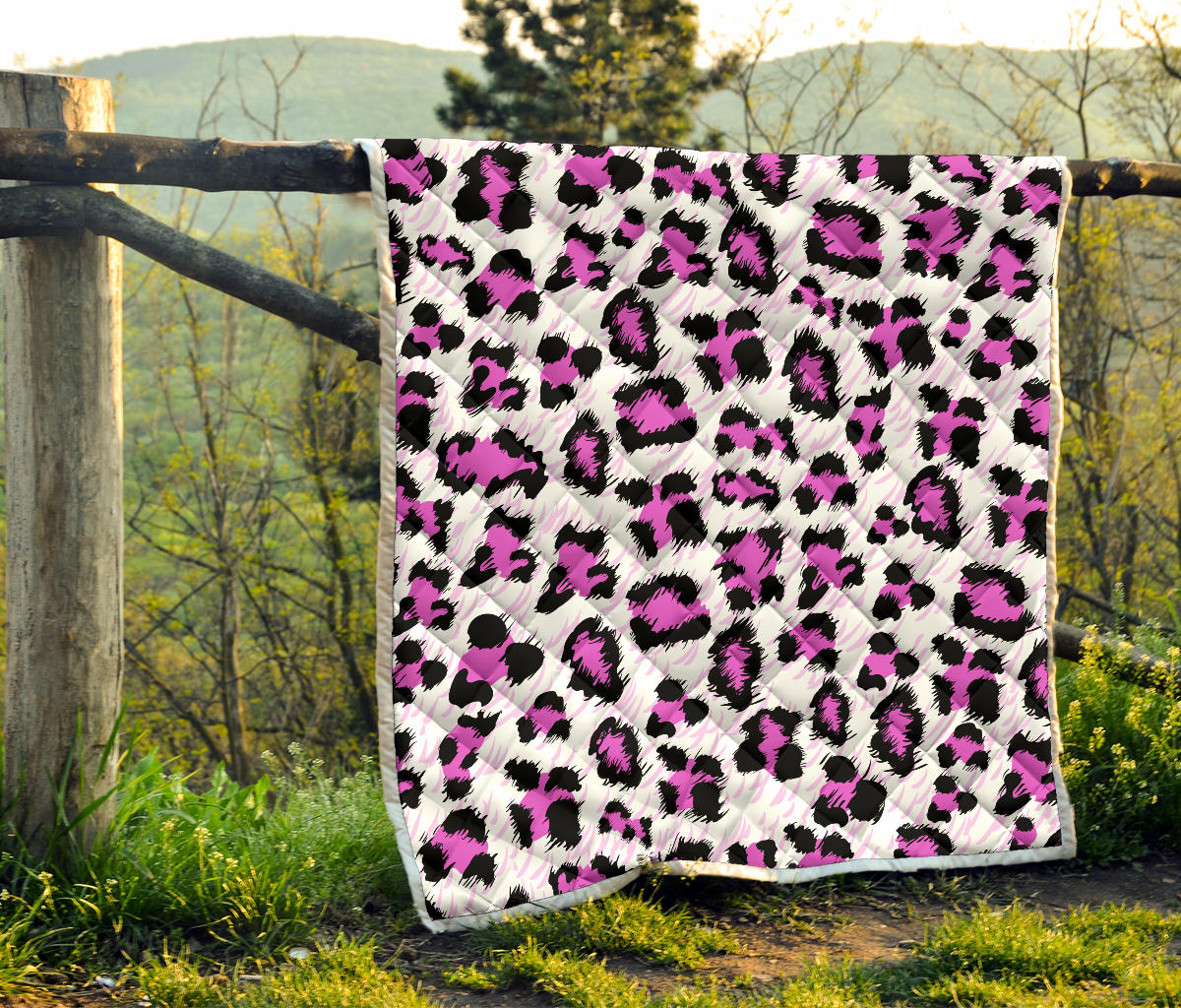 Leopard Pink Skin Print Quilt Bedspread