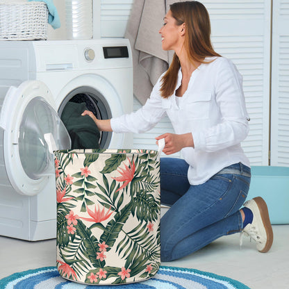 Tropical Flower Palm Leaves Laundry Basket