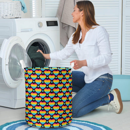 Rainbow Heart Print Pattern Laundry Basket