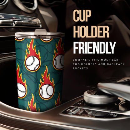 Baseball Fire Print Pattern Tumbler