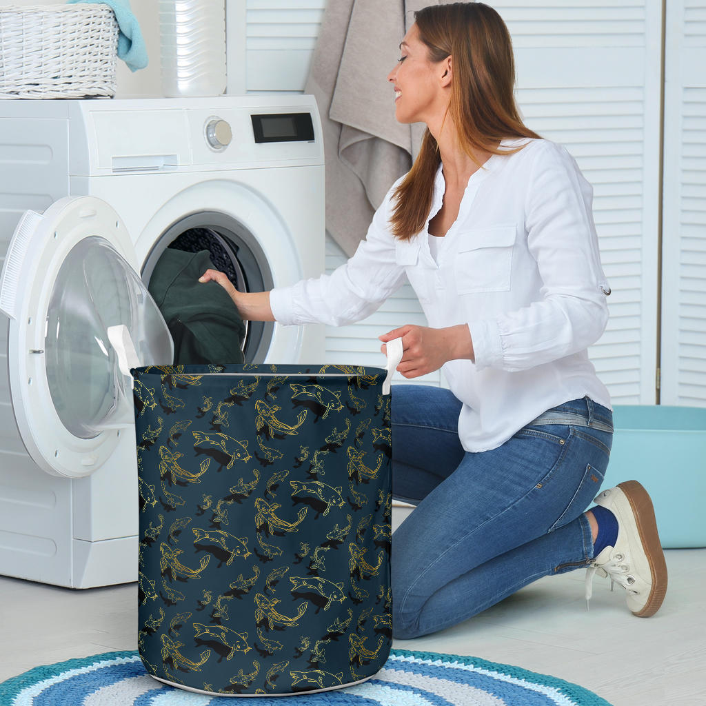 Koi Carp Gold Design Themed Print Laundry Basket