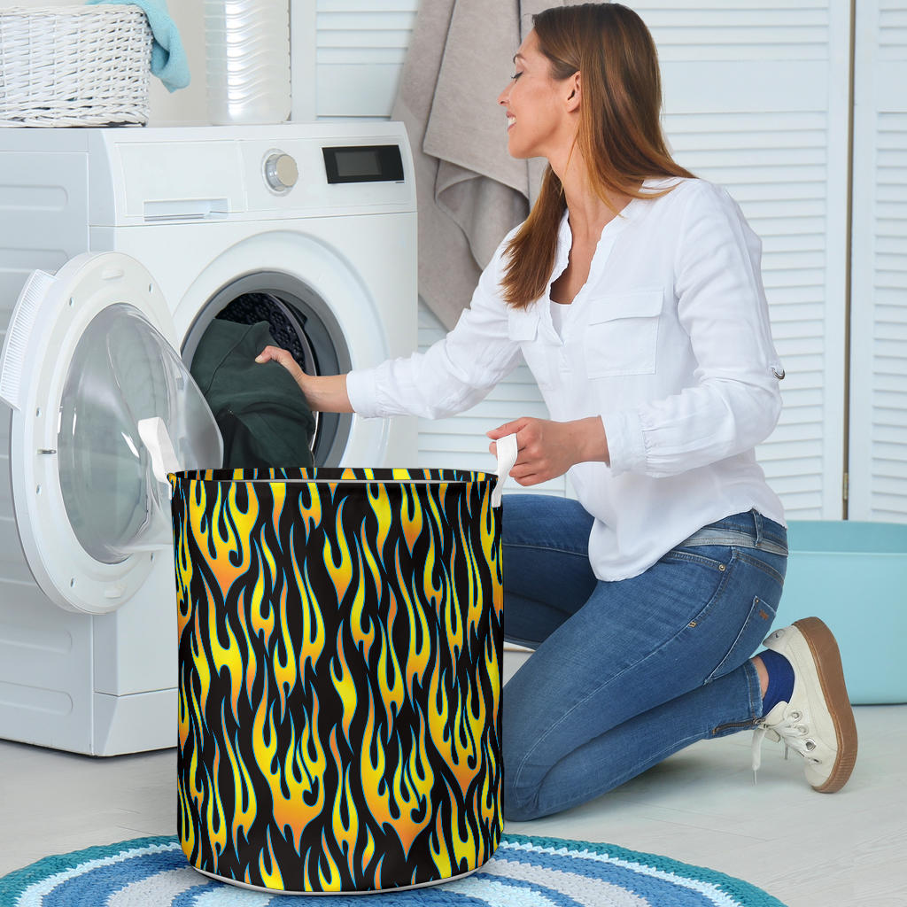 Flame Fire Yellow Pattern Laundry Basket