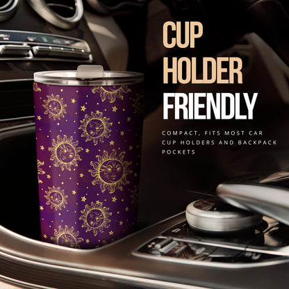 Sun Moon Star Design Themed Print Tumbler