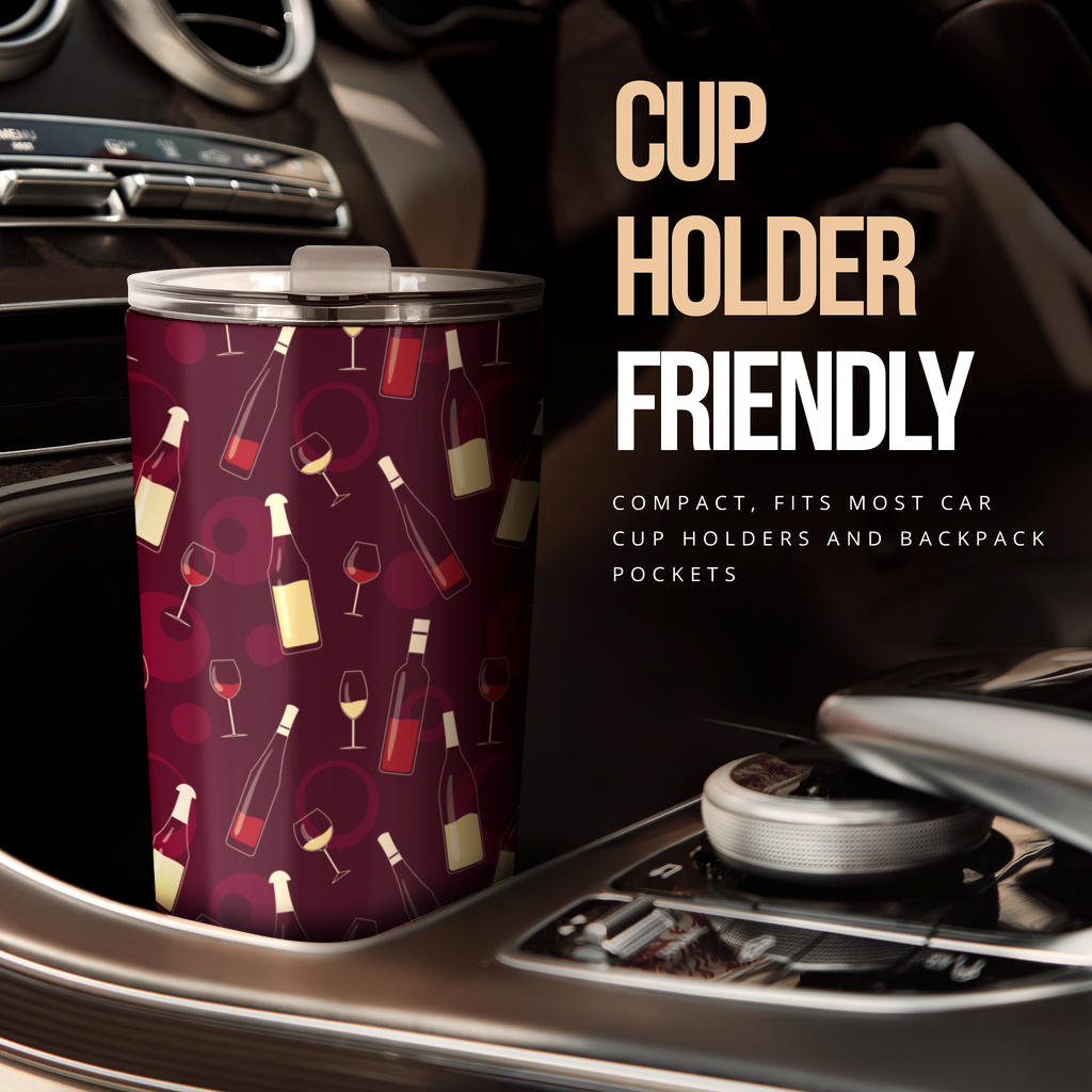 Wine Themed Pattern Print Tumbler