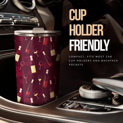Wine Themed Pattern Print Tumbler