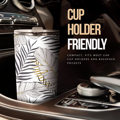 Gold Glitter Tropical Palm Leaves Tumbler