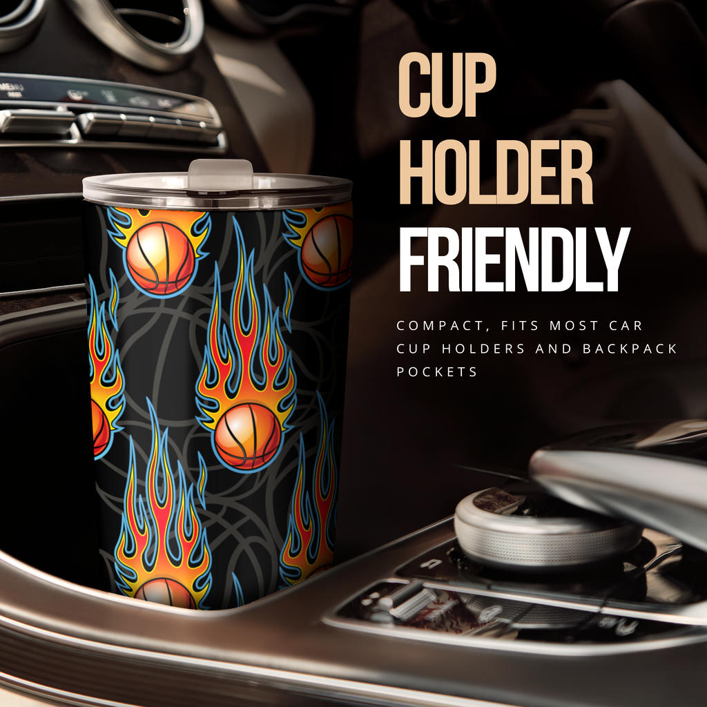 Basketball Fire Print Pattern Tumbler