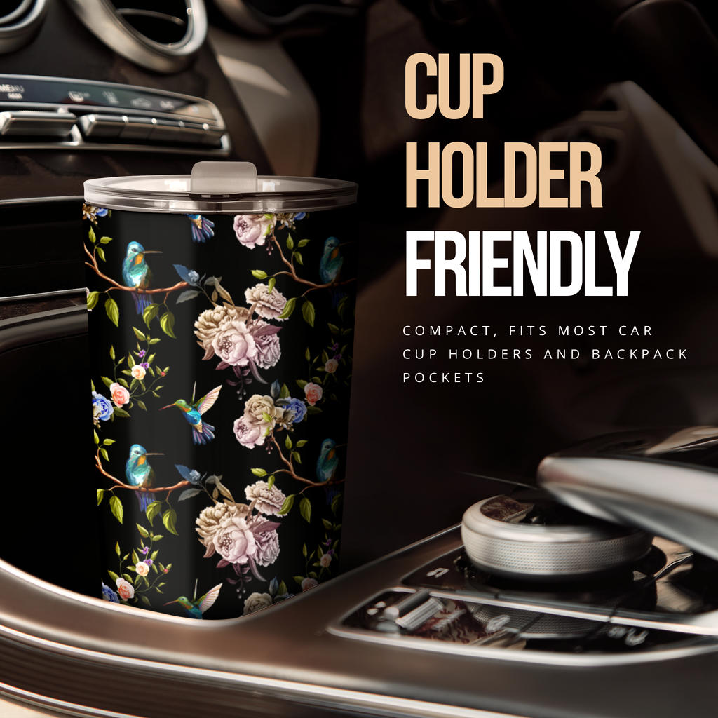 Hummingbird Flower Themed Print Tumbler