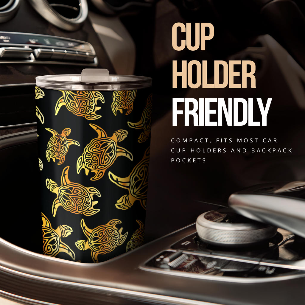 Gold Tribal Turtle Polynesian Themed Tumbler