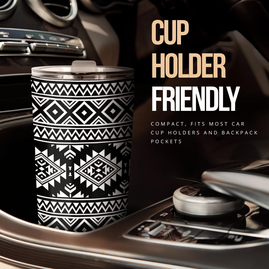 Aztec Black White Print Pattern Tumbler