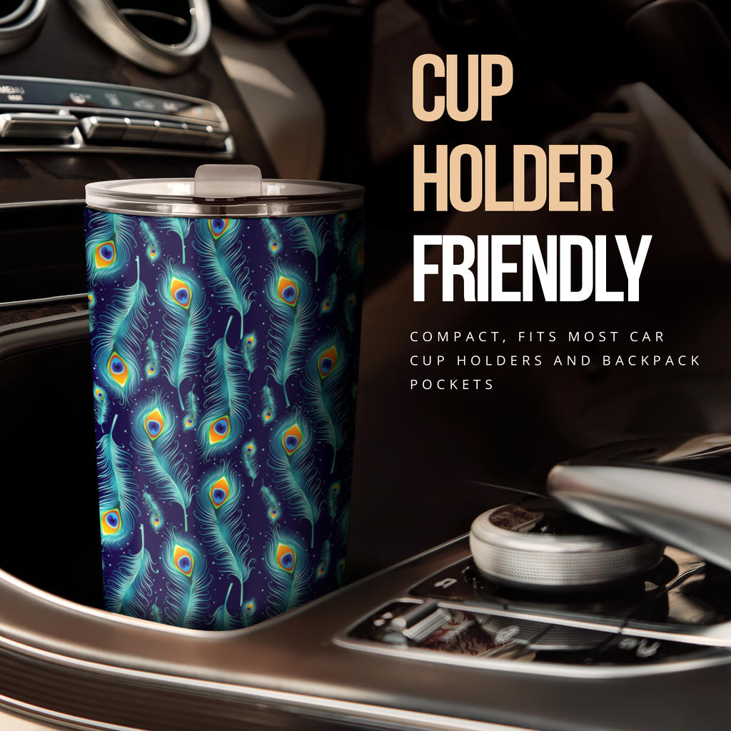 Peacock Feather Blue Design Print Tumbler