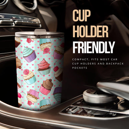 Cupcakes Fancy Heart Print Pattern Tumbler