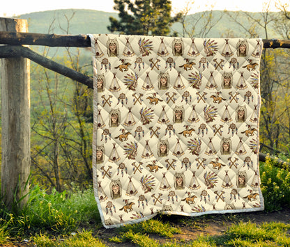 Native Indian Pattern Design Print Quilt Bedspread