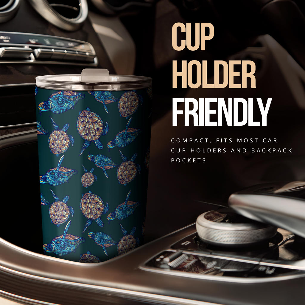 Sea Turtle Hand Drawn Blue Print Tumbler