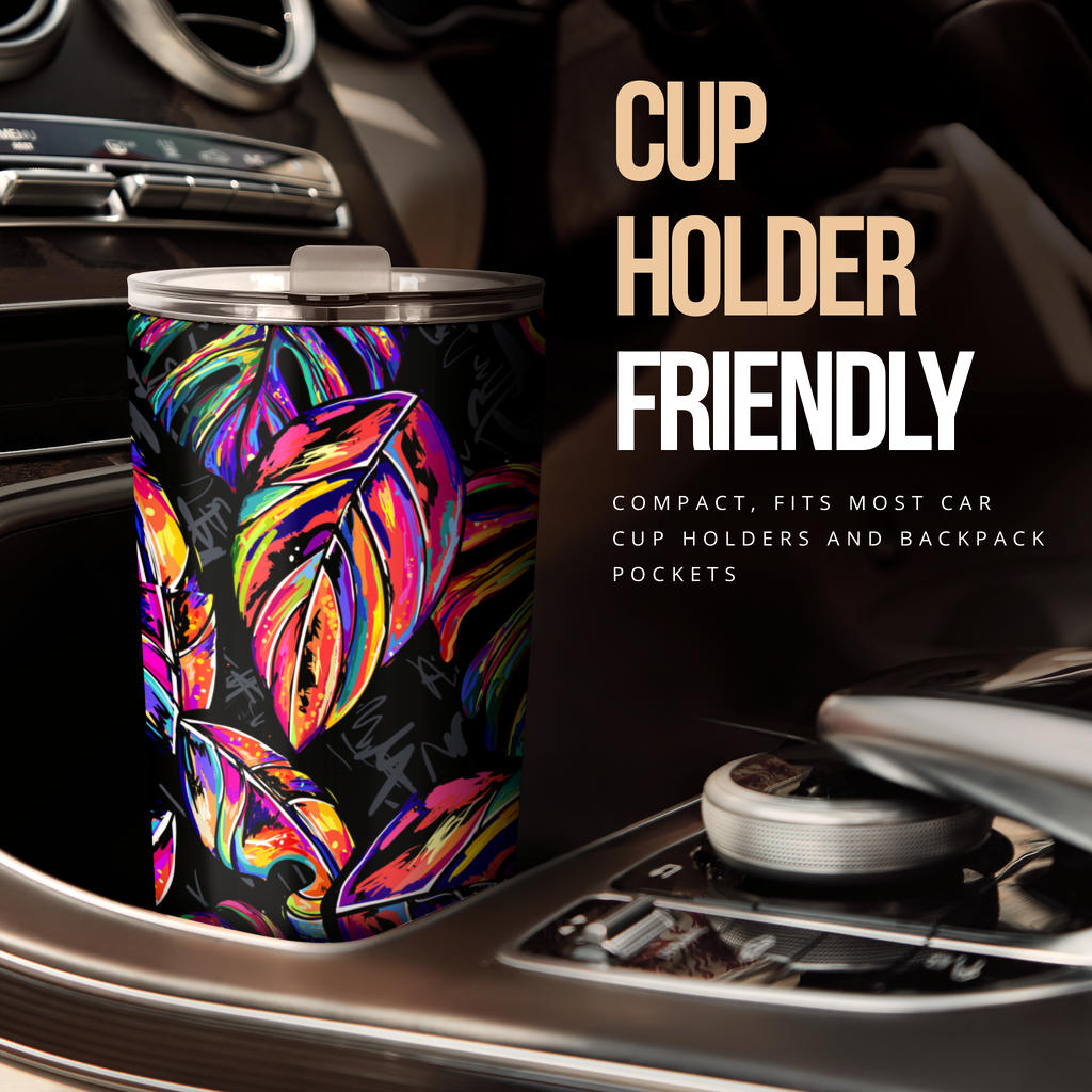 Neon Color Tropical Palm Leaves Tumbler