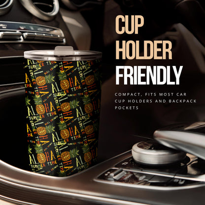 Aloha Hawaii Time Design Themed Print Tumbler