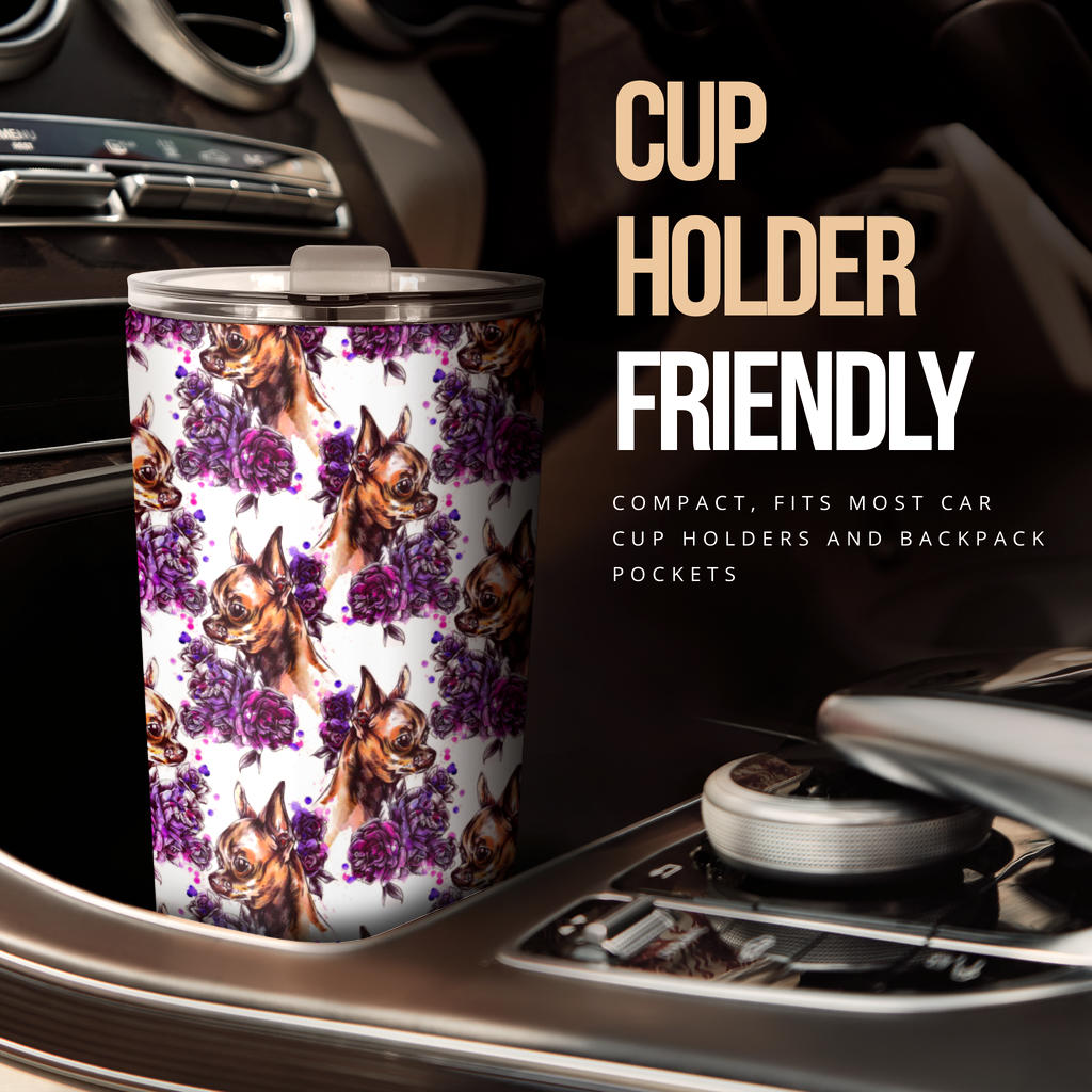 Chihuahua Purple Floral Tumbler