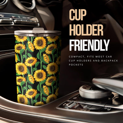 Sunflower Realistic Print Pattern Tumbler