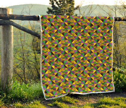Kente Triangle Design African Print Quilt Bedspread